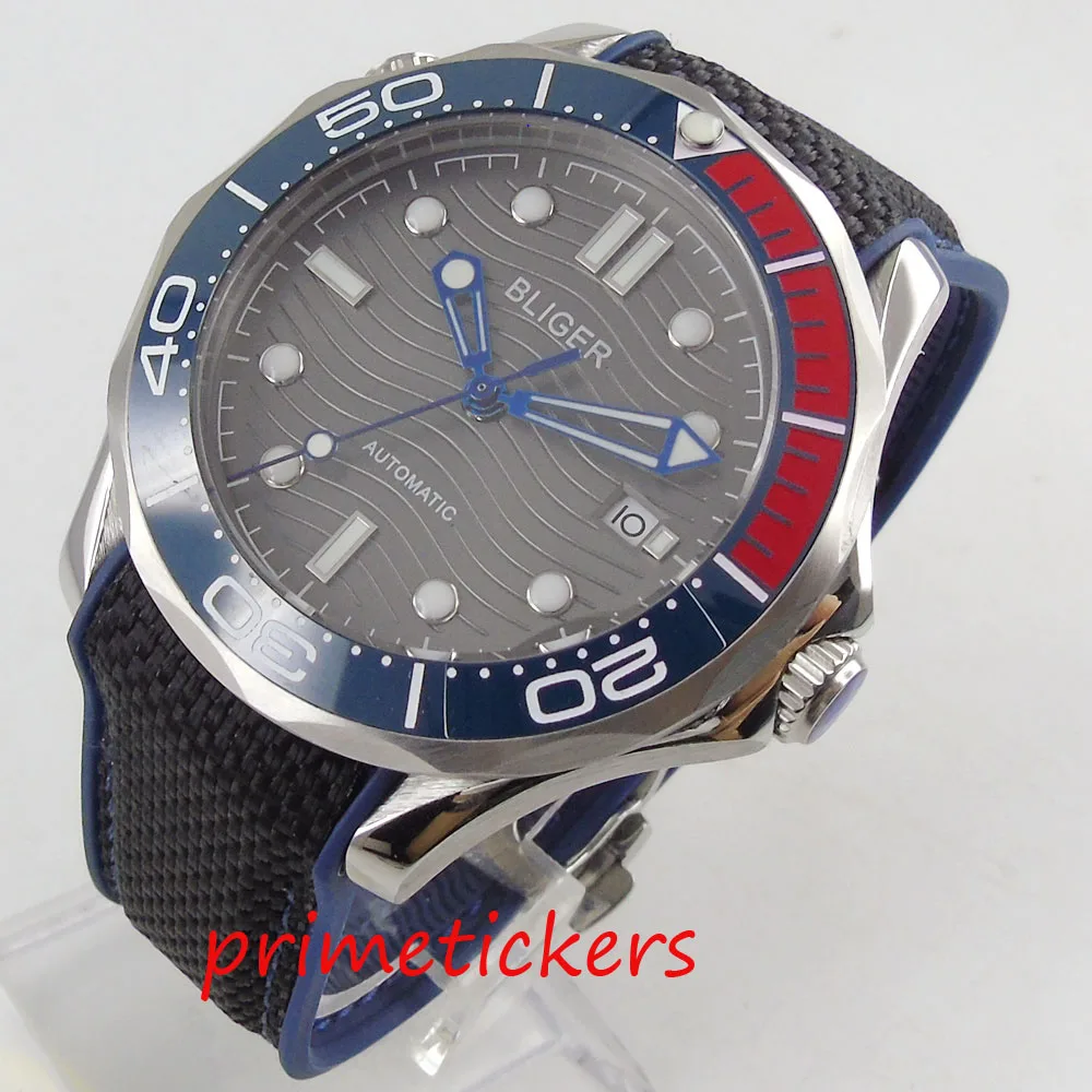 Автоматический механизм 41 мм сапфировое стекло церемониальный ободок резиновый