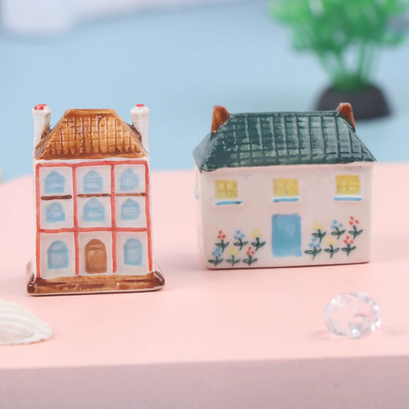 

1Pc Cute Mini Resin House Miniature House Fairy Garden Micro Landscape Home Garden Decoration Resin Crafts