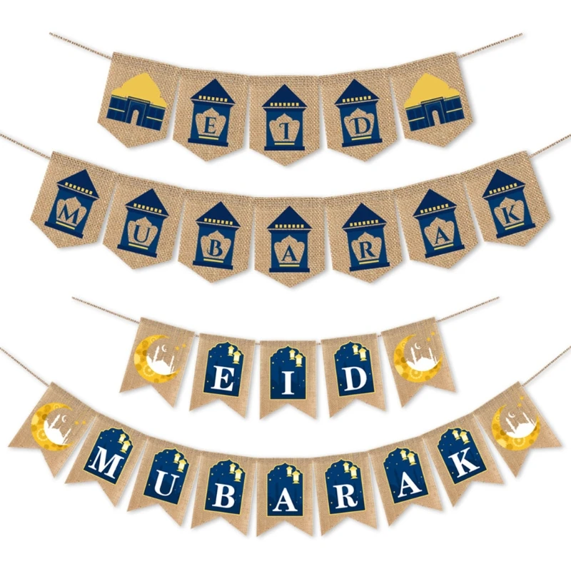 Мусульманский Рамадан баннер гирлянда ИД Мубарак Декоративная звезда лунный