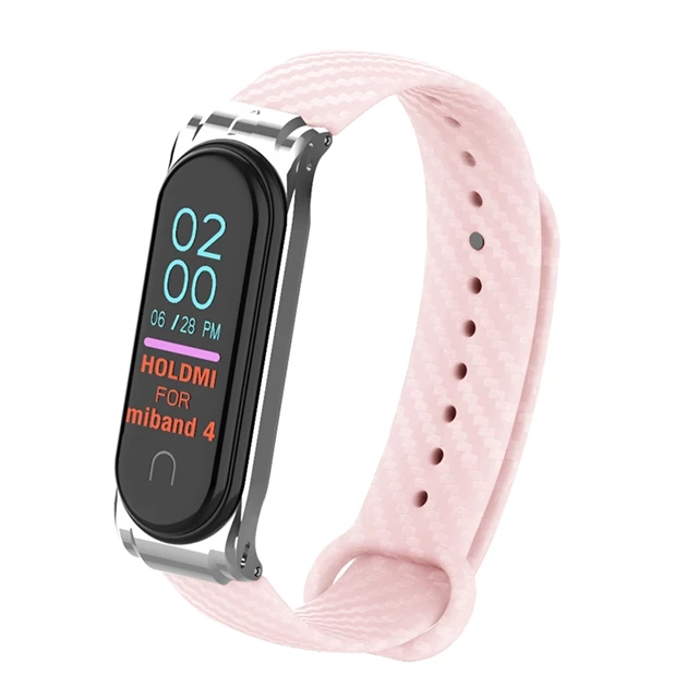Mi 4 pink strap Hangrui ремешок из углеродного волокна для mi band 4 аксессуары для смарт-браслета Замена спортивных часов для xiaomi mi band 3 для женщин и мужчин - Цвет: Mi 4 pink strap