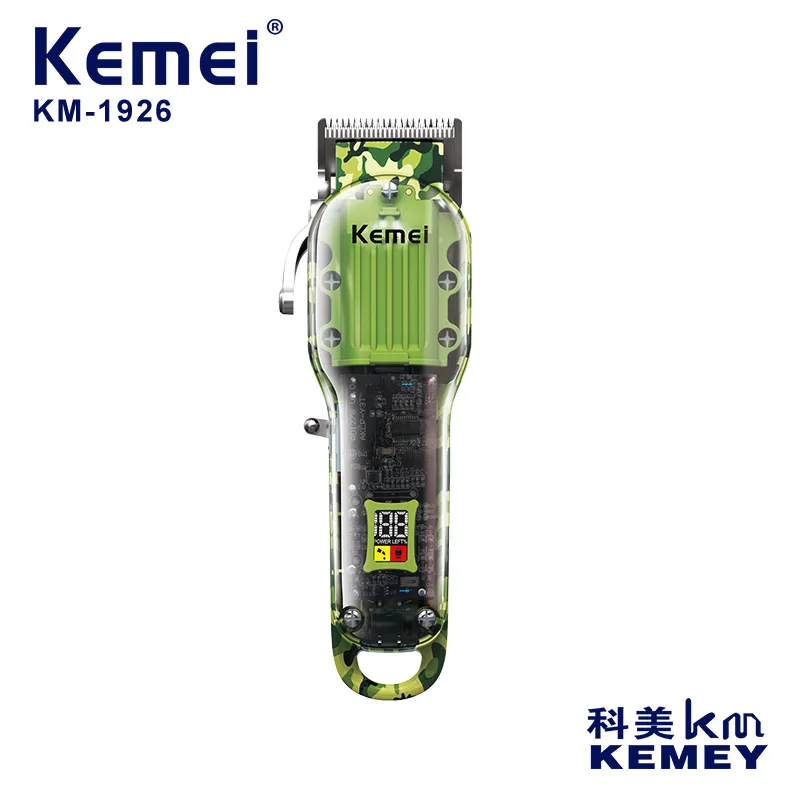 

Kemei Hair Cutting Machine Transparent Body Electric Hair Clipper Professional Hair Trimmer For Men Barber USB Charging KM-1926