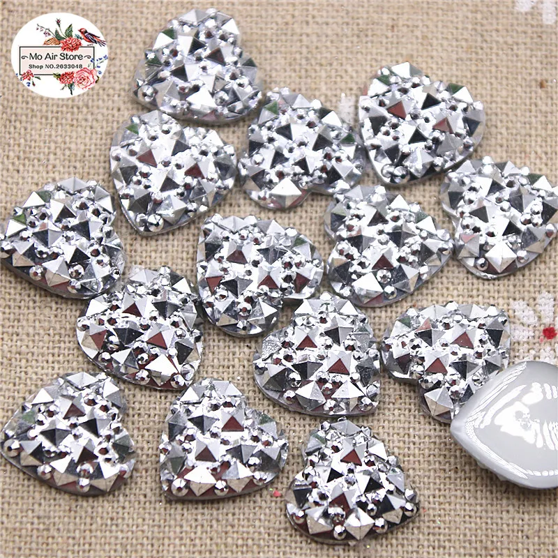 50/100 шт. блестящие серебряные Аллигаторы с принтом сердца плоская спина кабошон