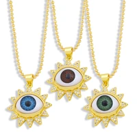 gold bead chain multicolor 4 style resin turkey evil eye necklace copper white zircon star eye pendant choker women jewelry gift