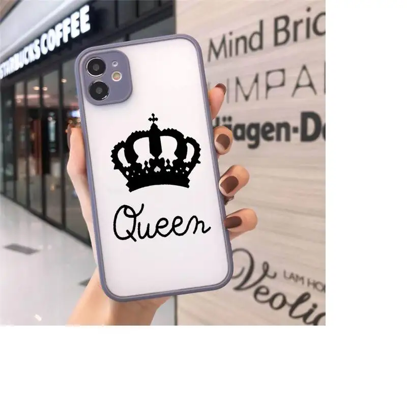 

Crown Letter King Queen Phone Cases matte transparent For iphone 7 8 11 12 plus mini x xs xr pro max cover