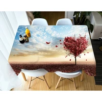 autumn 3d natural scenery tablecloth home decor blue sky red maple leaf heart tree round rectangular table cloth for dining room