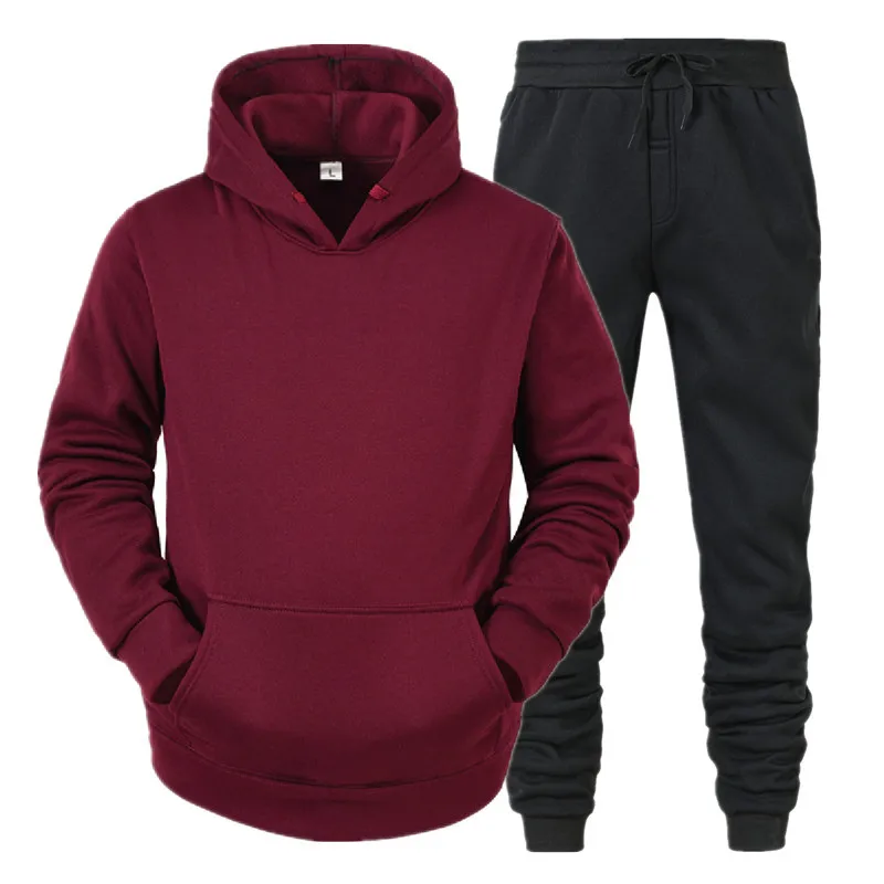 

Country Map New Men's And Women's Sportswear + Hoodie Casual Solid Color Thickened Pullover Trousers 2-Piece Set Autumn Fleece J