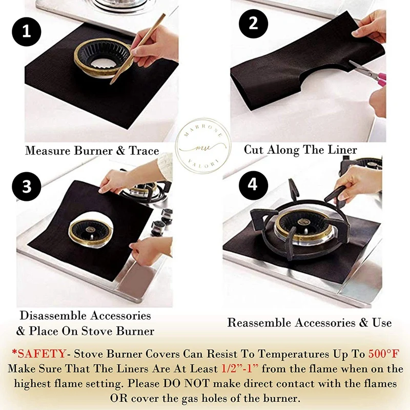 9Pcs Stove Burner Covers Cut To Fit All Models Double Thickness +(Bonus Trivet Mat)Easy Clean & Use!Gas Range Protectors. |