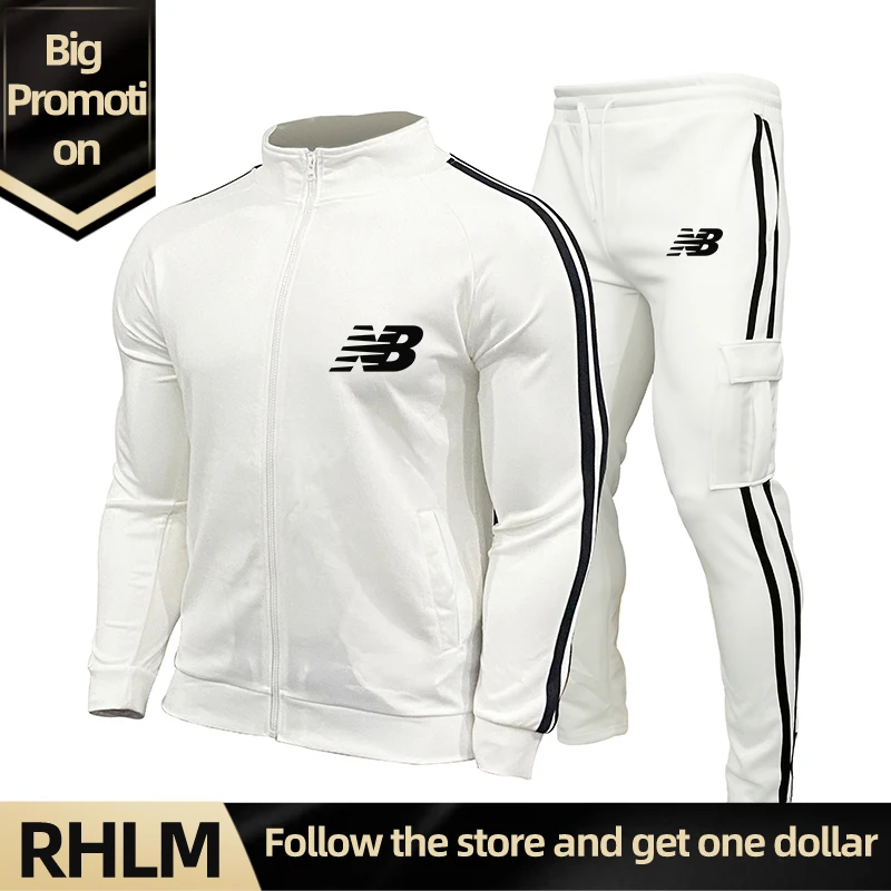 

ã€RHLMã€‘Spring Autumn Fashion Casual Cotton Sport Zipper Hoodie+Pants Two Pieces Brand Clothes Male Sportswear Suit Tracksuit Men