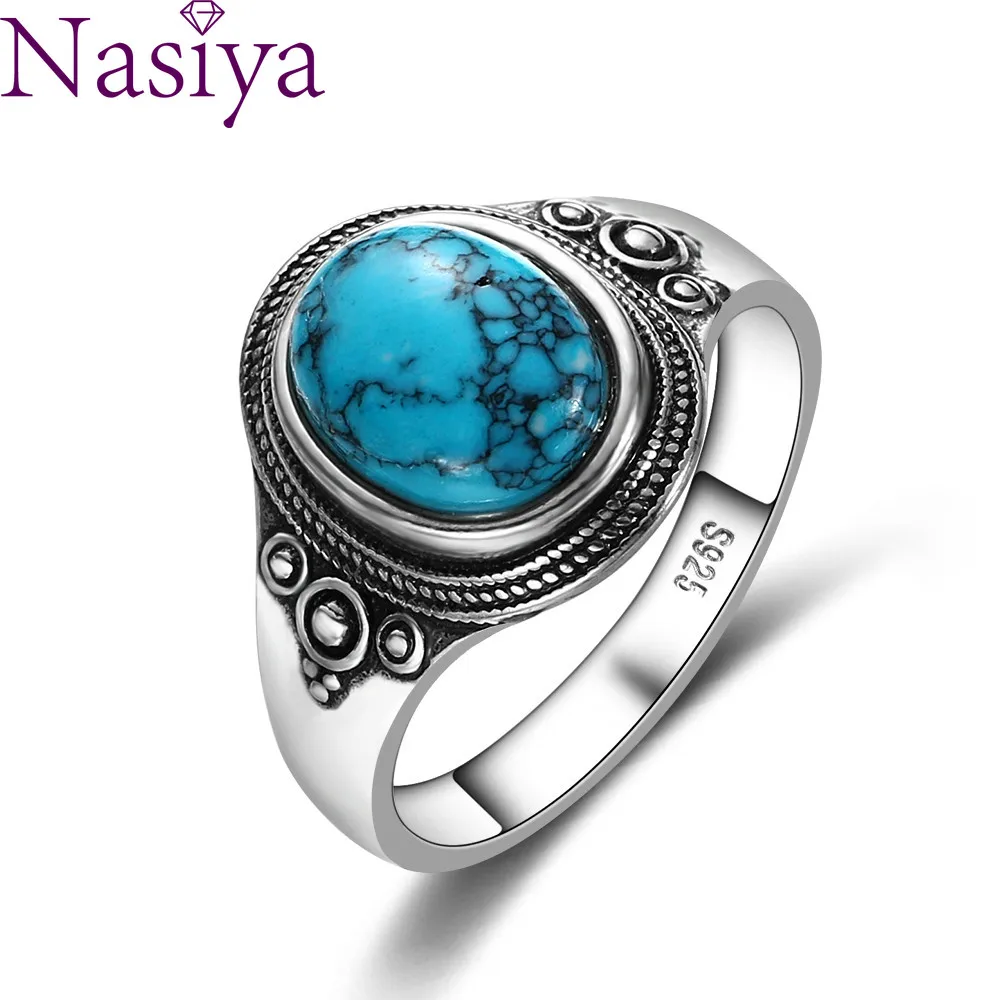 Женское кольцо из серебра 925 пробы с натуральной бирюзой | Украшения и аксессуары