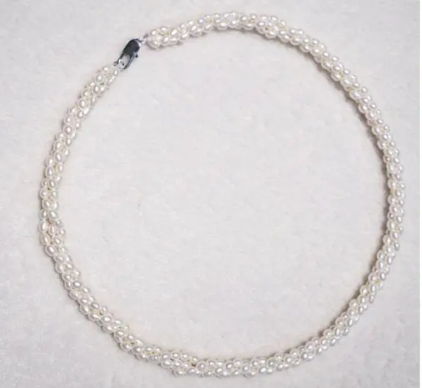 

Ожерелье женское ручной работы с натуральным пресноводным жемчугом, 3 нити, 3 мм, 17 дюймов, 43 см, 35 см