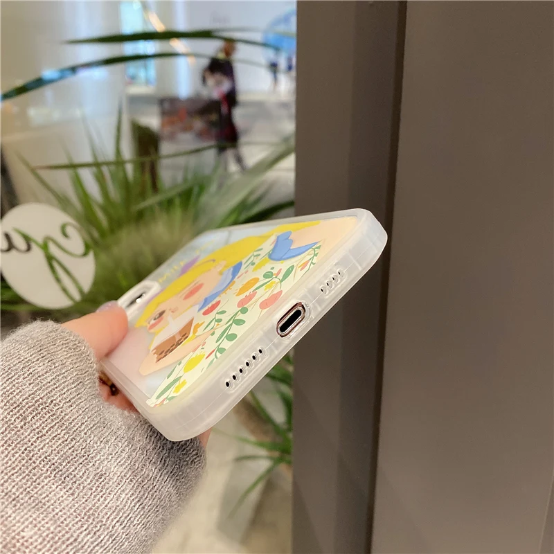 

For Iphone 11 Pro Max Cases Cute Carton Alice Drinking Tea DIY 7 8 Plus X Xsmax 12 mini Mobile Phone Accessories Cover for Girls