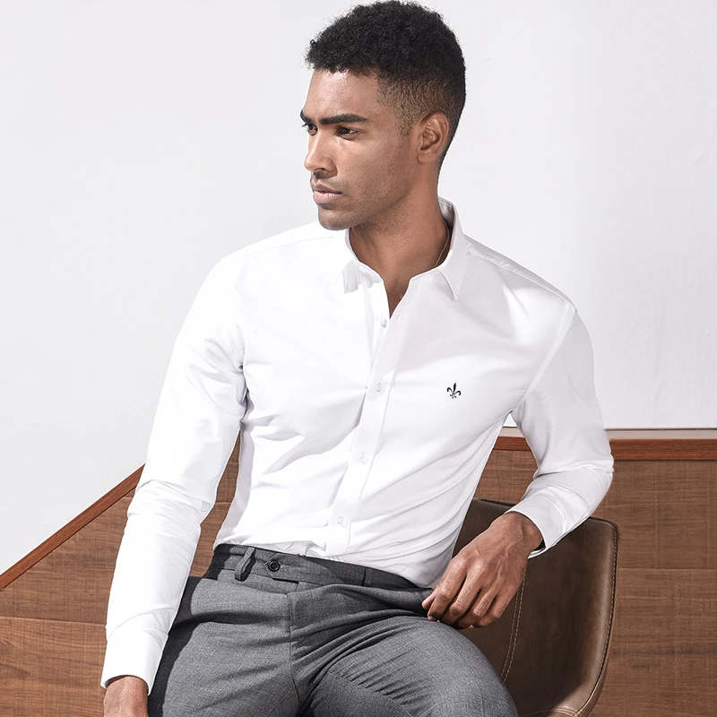 Модная блузка Dudalina Camisa Social Masculina с длинным рукавом, приталенная рубашка для мужчин, одежда с цветочным принтом, белая, мужская, холодная - Цвет: YSH-1030-WHITE