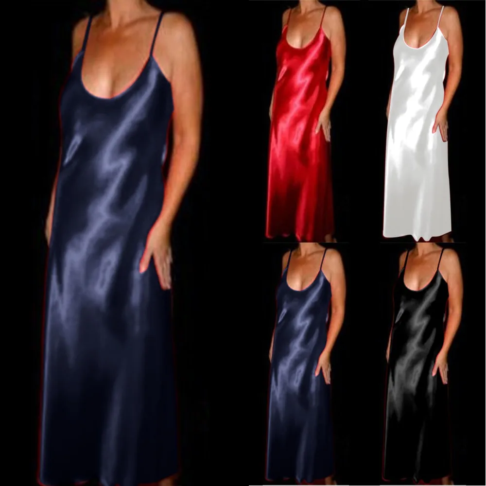 

Women Sexy Faux Silk Satin Lingerie Cami Long Dress Nightwear Robe Pyjama Women Sexy Faux Silk Satin Lingerie Cami Long Dress Ni