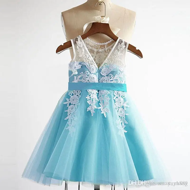 

Flower Girl Dresses Ball Gown Jewel Floor Length Girl Pageant Dresses Lace Applique Bow Sash For Wedding Girl Party Gown