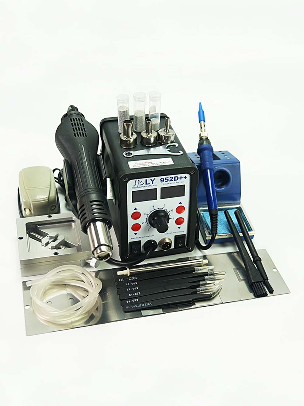 

LY 952D++ hot air gun soldering station dual led 2 in 1 solder station New auto sleep function with Hot air gun Solder iron