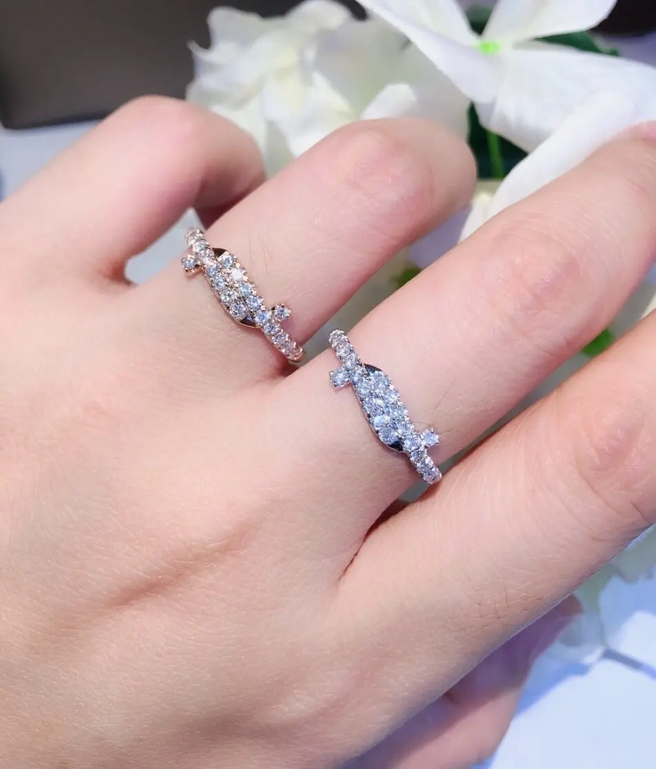 Кольцо с натуральным бриллиантом 18K золото чистое красивое кольцо драгоценными