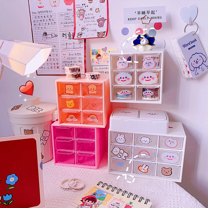 

Transparent Desktop Storage Box Drawer Shelf Storage Box Container Rack Holder Organizer Cosmetic School Stationery Accessories