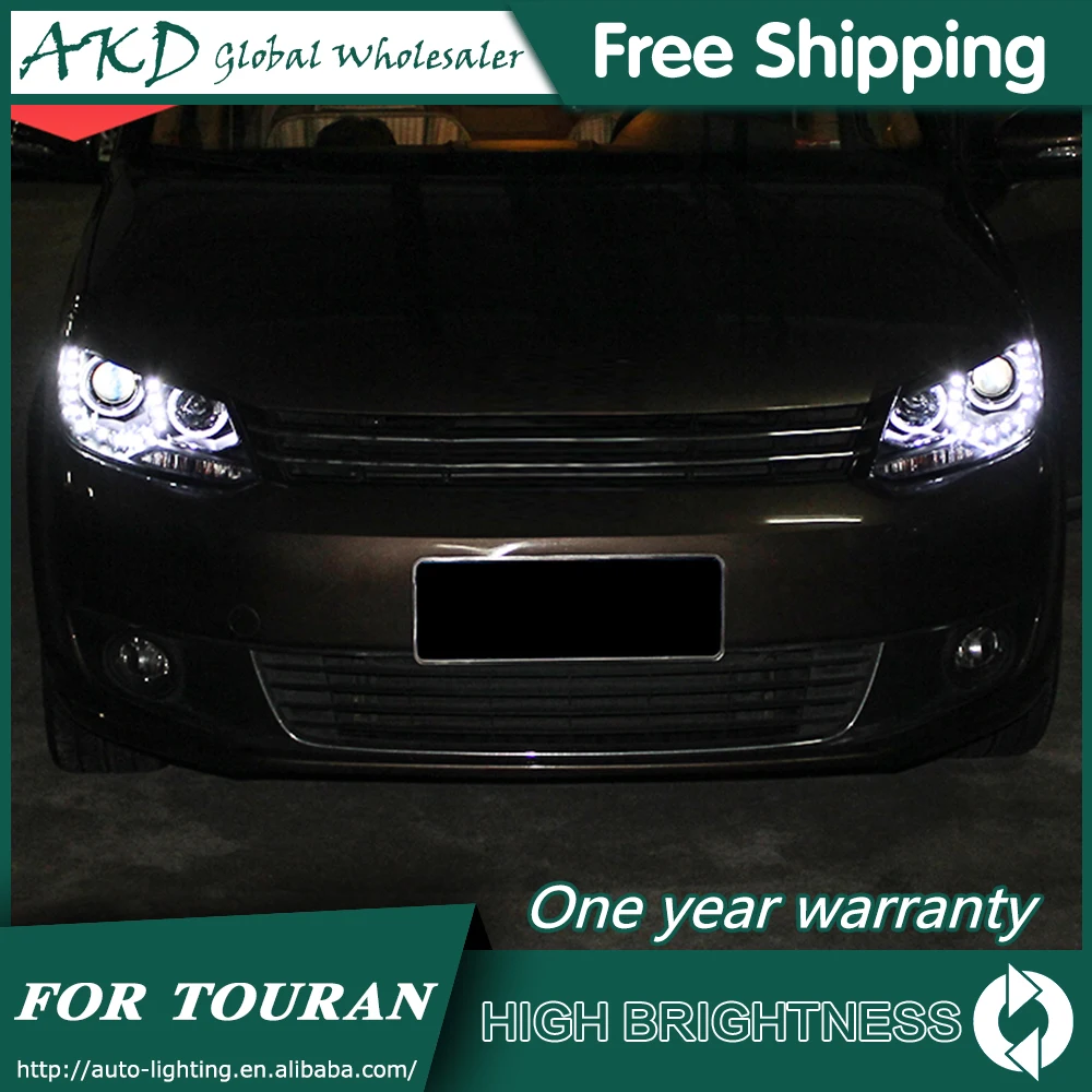 AKD автомобильный Стайлинг для VW Touran фары 2010- Touran светодиодный фары DRL Биксеноновые линзы Высокий Низкий луч парковка противотуманные фары