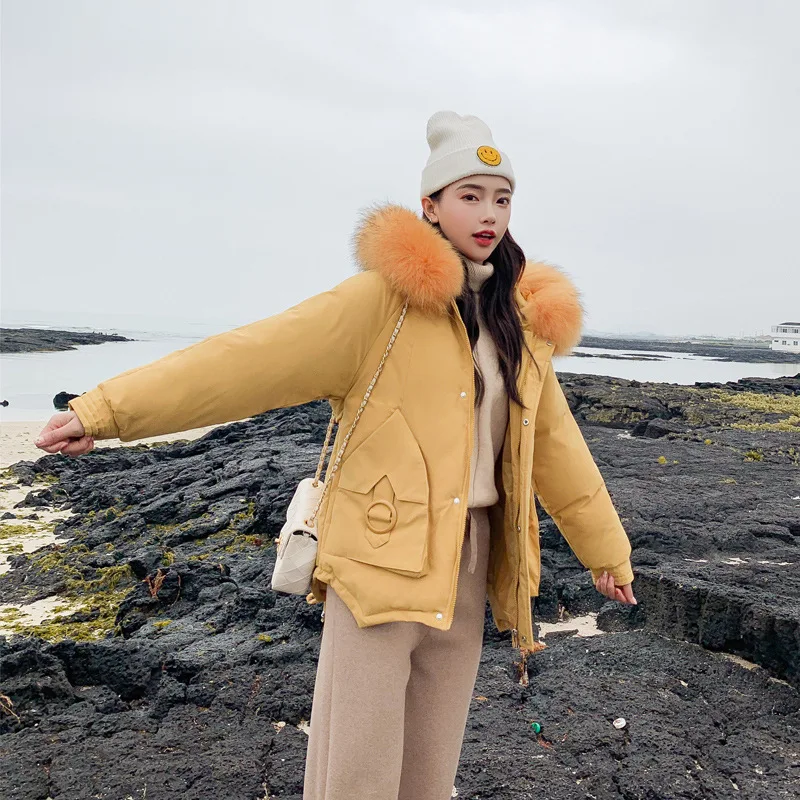 Новая зимняя куртка с воротником из искусственного меха для женщин короткая