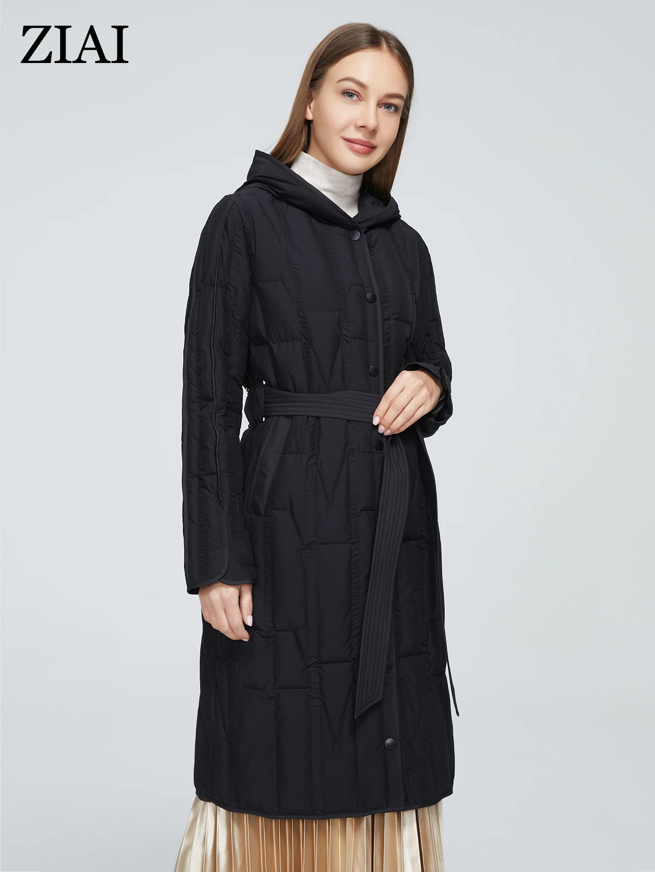 

Женская длинная куртка с капюшоном, из хлопка