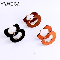 yamega ethnic geometric big wooden earrings for women vintage earrings gold dangle drop earring 2019 female africa boho jewelry