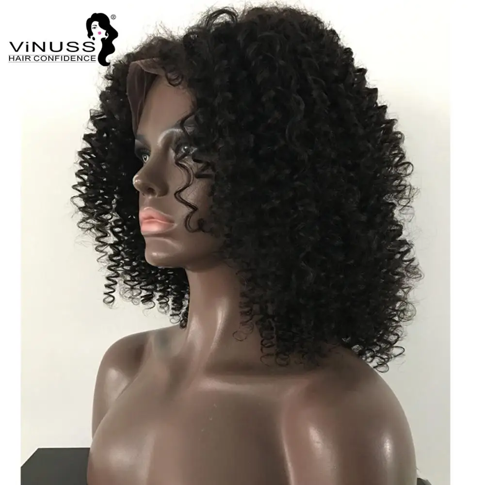 安い Vinuss ホット販売レースフロント人間の髪かつらボブスパイラルカーリー 13*6 レースフロントかつらと事前摘み取らベビーヘアー