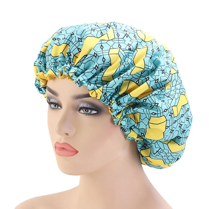40pcs/lot African Print fabric Ankara hair bonnet Satin Lined sleep cap Extra Large Sleep Cap Night Sleep Hat Ladies Turban
