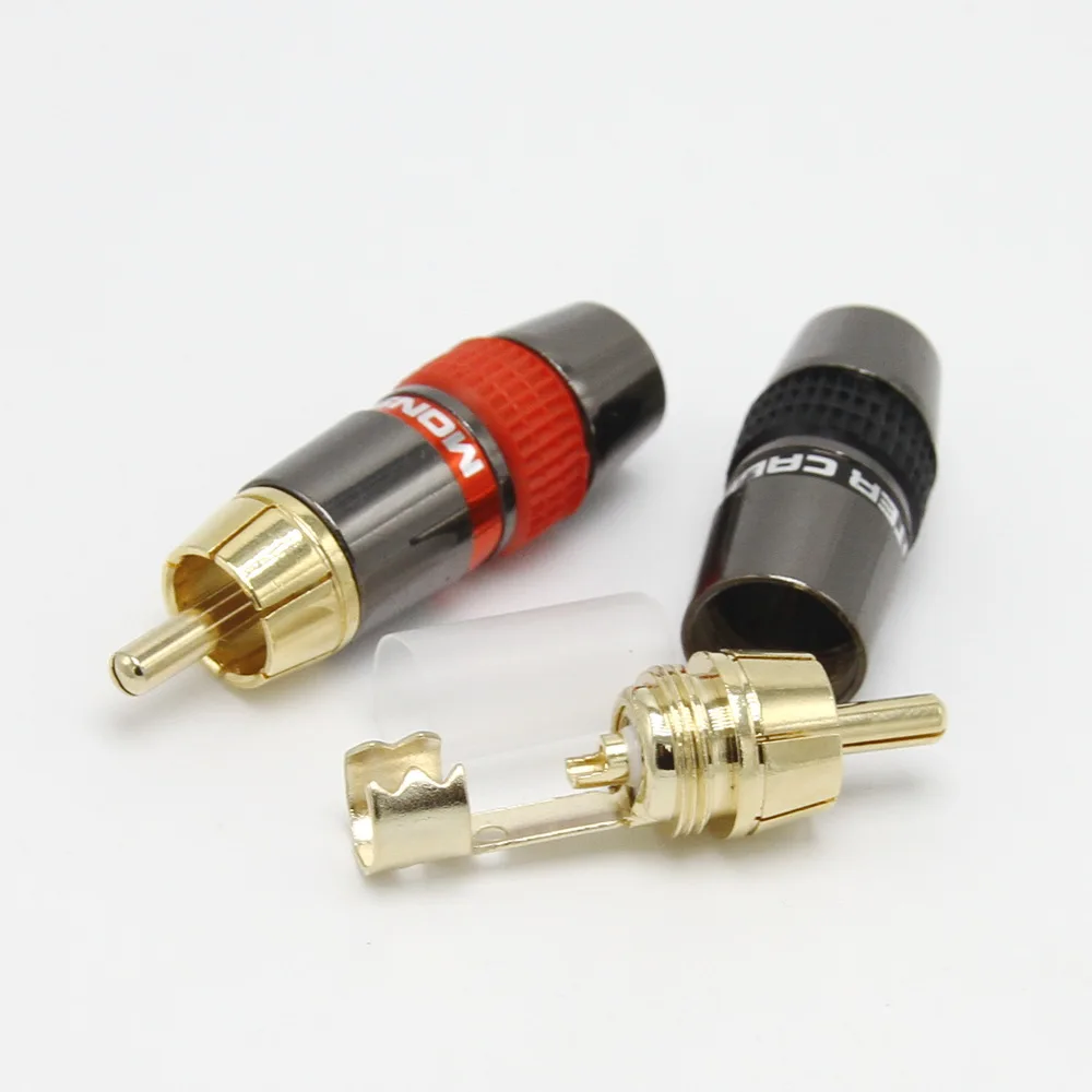 4 шт./лот DIY RCA штекер HIFI позолоченный Аудио кабель Мужской разъем золотой адаптер