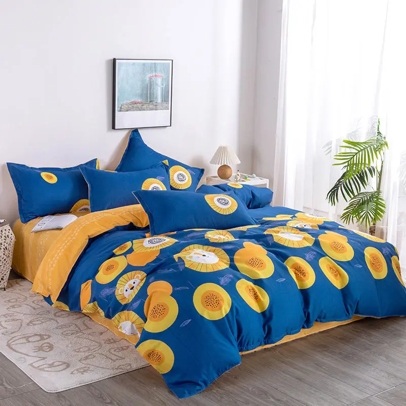

[Quilt cover+pillowcase+sheets] 4-piece set on the bed, 3-piece set of skin-friendly student dormitory bedding