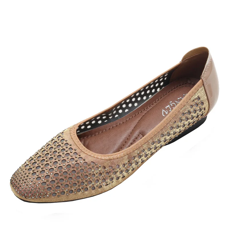 

Mesh sandals hollow-out pumps 2021 New flat soft bottom rhinestone women's shoes stylish mom shoes 333-1