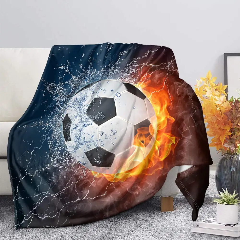 

FireWater Soccer Ball Print Cool Ultrs Soft Bed Sofa Couch Blanket for Kids Boy Men,Flannel Comfortable Lightweight Soft Air