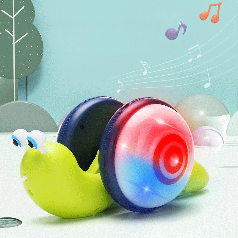 NEW Pull String Cartoon Snail Car toy Baby Learn to Crawl and Pull Toy with Light and Music Early Education Toys for Children