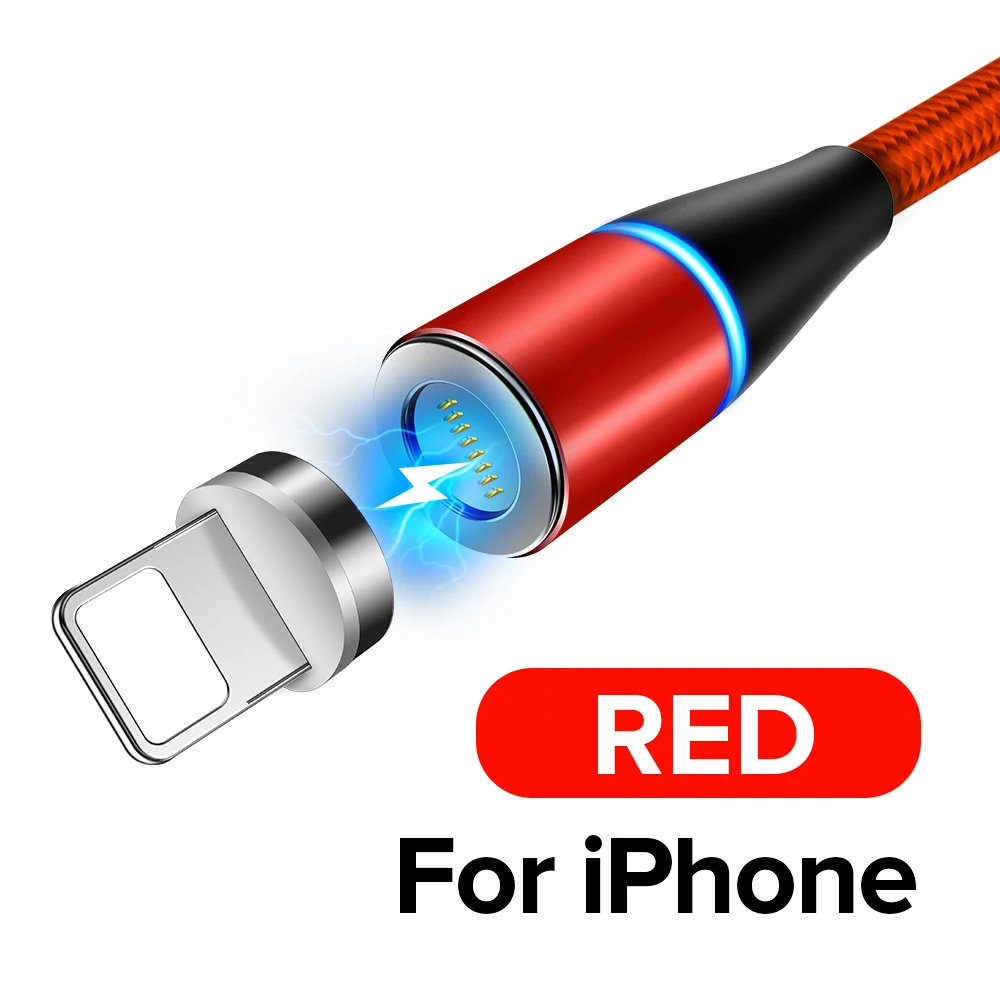 Red For iPhone Venroii 1 м 2 м Быстрый Магнитный кабель 3 А Быстрая зарядка 3,0 микро USB зарядное устройство type C Зарядка для samsung S9 Xiaomi Магнитный шнур для телефона - Цвет: Red For iPhone