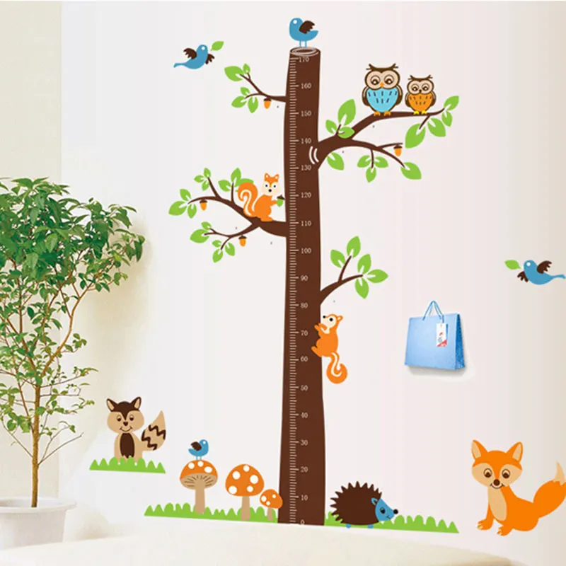 Большие размеры (182 см * 185 см) Мультяшные совы белка большое дерево настенные