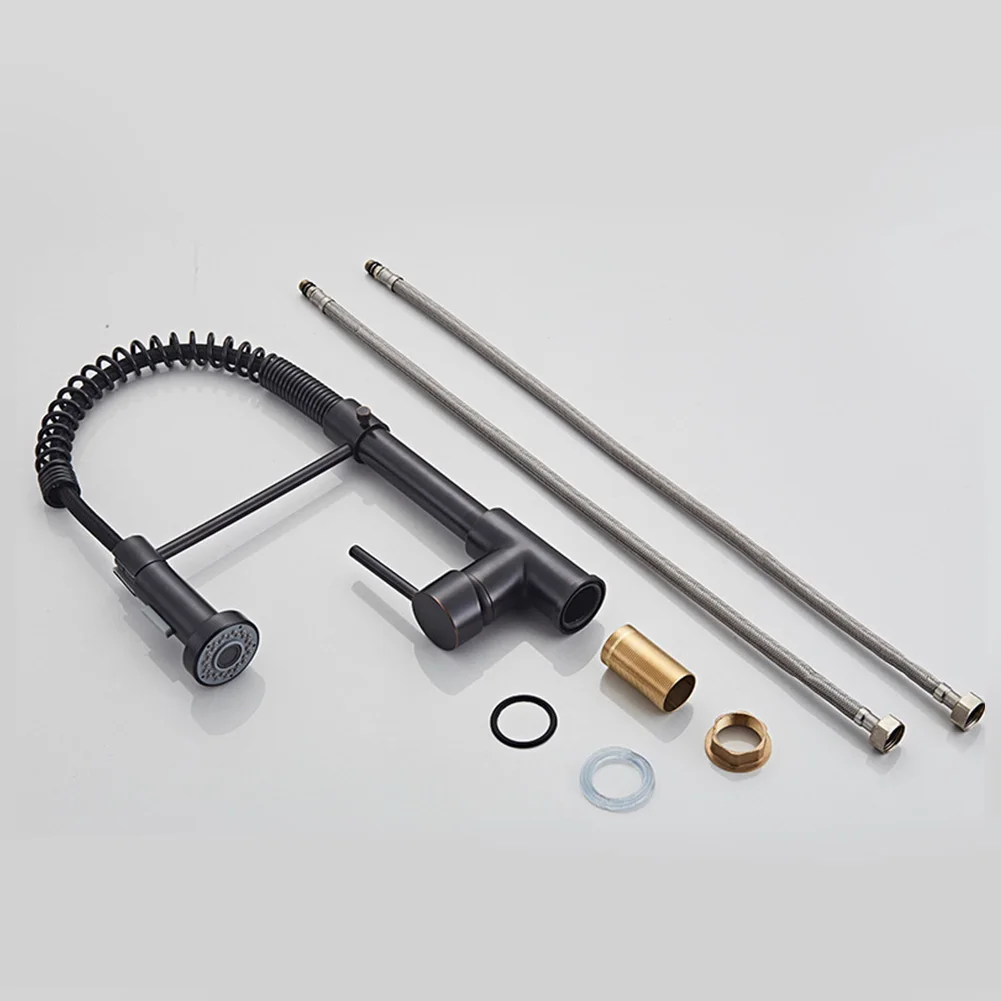 

Spring Design Home Stream Easy Install Deck Mounted 360 Degree Rotation Kitchen Faucet Hot Cold Sprayer Mixer Tap Single Handle