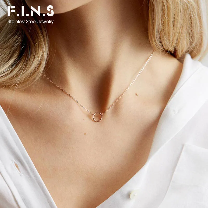F.I.N.S Trendy Clavicle Choker Necklace for Women Stainless Steel Chic Charm Uneven Circle Pendant | Украшения и аксессуары