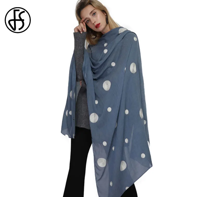 FS дамы рисунок из мультфильмов длинный шарф хлопка с узором в горошек отложным