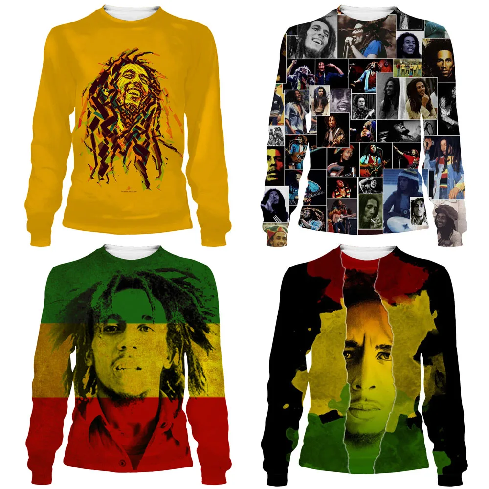 

Свитшот HOXIXIB Bob Marley, мужская рубашка, праздничный 3D принт, трава, Женский Черный Забавный пуловер, одежда унисекс из Ямайки, регги, крестного о...