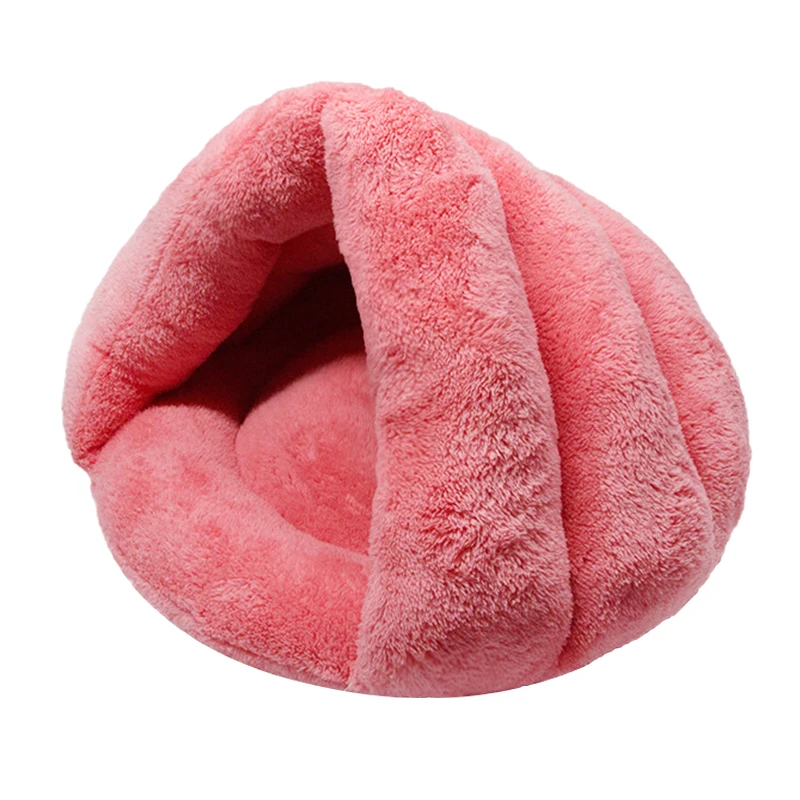 Круглая длинная плюшевая кровать для кошек супер мягкая домашних животных домик