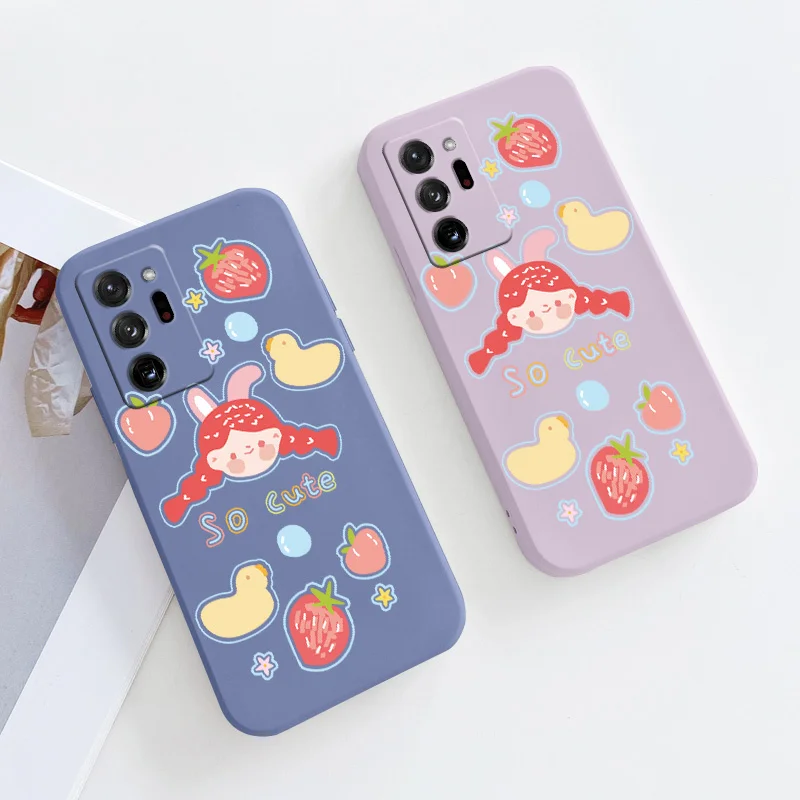 

Fruit Girl Liquid Silicone Case For Samsung Galaxy A72 A52 A42 A32 A22 A21S A02S A12 A02 A71 A51 A41 A31 Soft Phone Cover Case