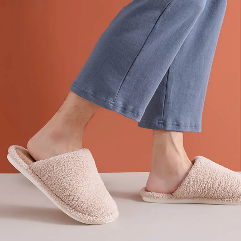 Женские тапочки зимние теплые милые меховые пара коротких плюшевых тапочек