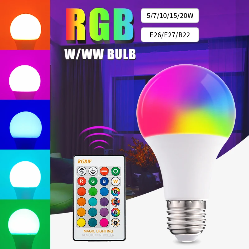 RGB-лампа Светодиодная RGBW 5 Вт/7 Вт/10 Вт/15 Вт/20 Вт с пультом ДУ | Освещение