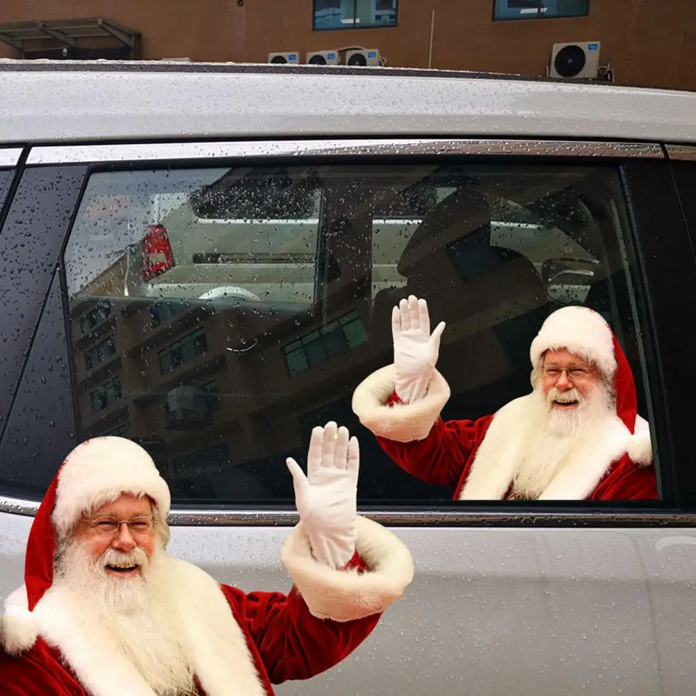 2020 Christmas Fashion The New 3D Realistic Santa Claus Car Rear Window Sticker Home Decoration Accessories Navidad Hot Sale | Автомобили