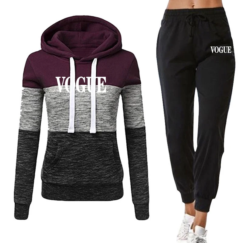

Women's Vogue Tracksuit Casual Two Piece Jogging Sweatshirt + Pants Female Autumn Winter Suit