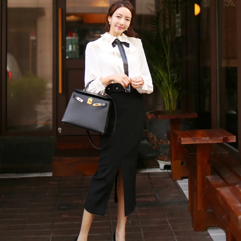 2020 новый осенний зимний офисный комплект из двух предметов модная женская белая