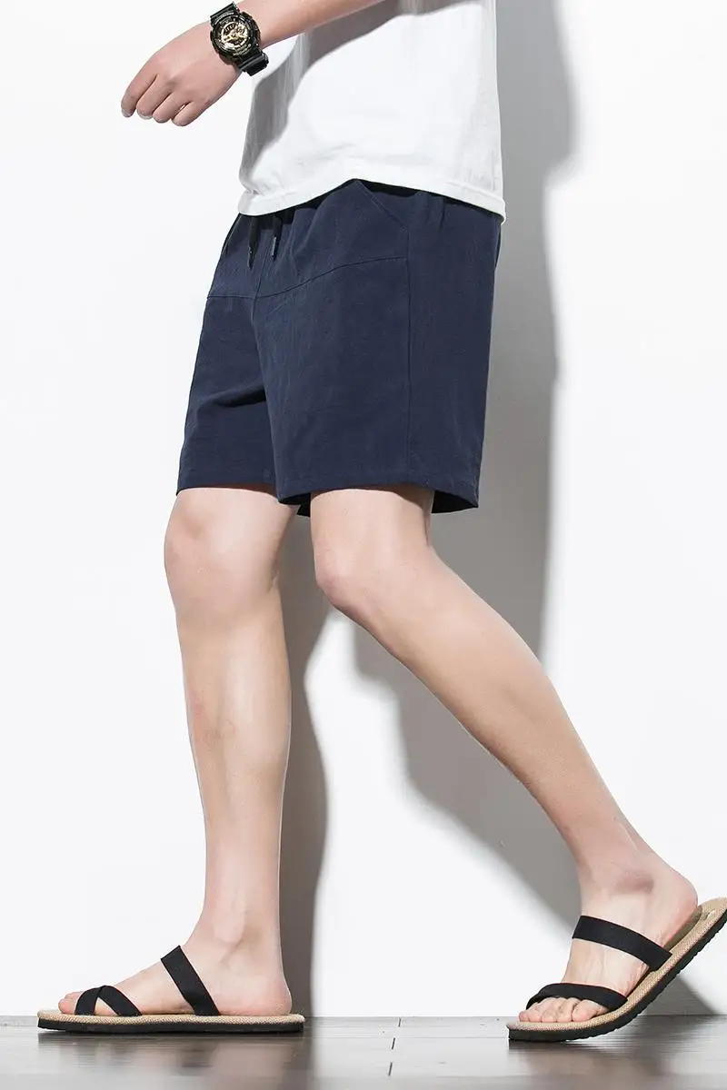 

2020 Cotton Linen Shorts Men Summer Shorts Male Bermuda Casual Fashion Short Pants Man Large Size Drawstring Harajuku 5XL