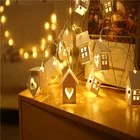 2 м гирлянды светодиодные светильник Фея гирлянда с деревянным домом 10 светодиодов на Рождество и Новый год украшения на свадьбу с утолщённой меховой опушкой, рождественские украшения для дома