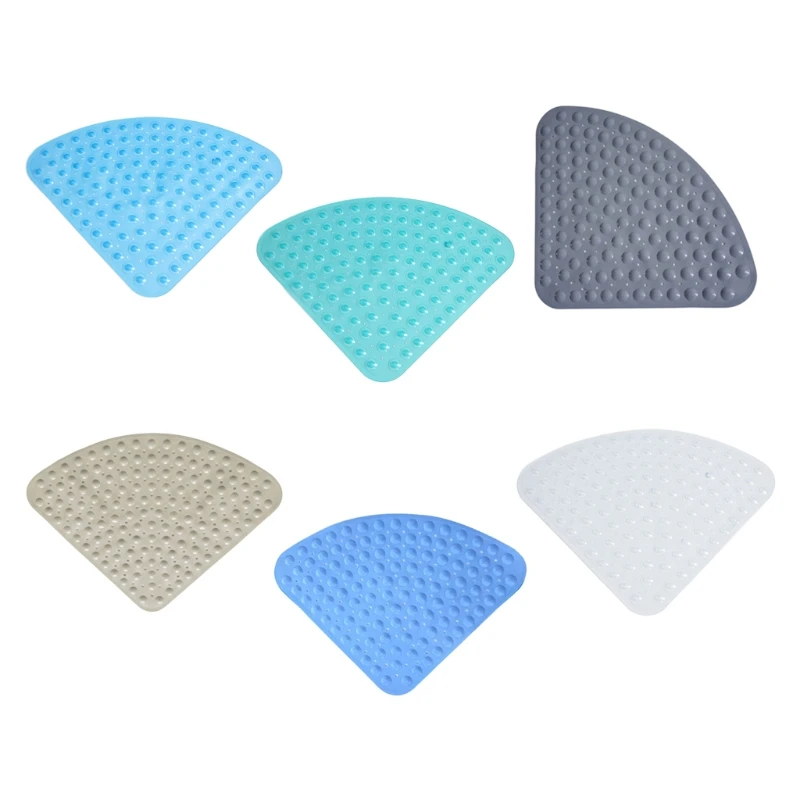 

Fan-Shaped Non-Slip Corner Shower Mat Plastic Sector Bath Pad Bathroom Floor Rug Carpet Footpad with Suction Cup Drain Holes