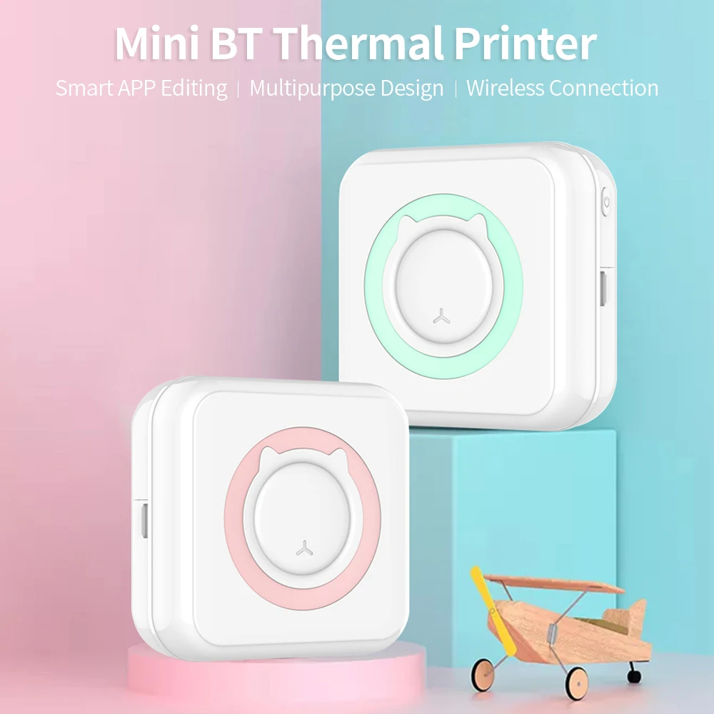 Карманный термопринтер BT миниатюрный перезаряжаемый принтер для