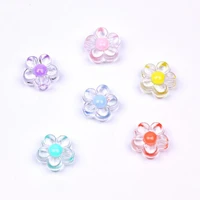 fashion 12mm mix color diy loose flower clear acrylic beads popular accessory 100 pieces y15778
